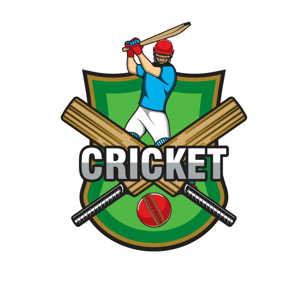 Cricket game team, league icon with bats and ball vector