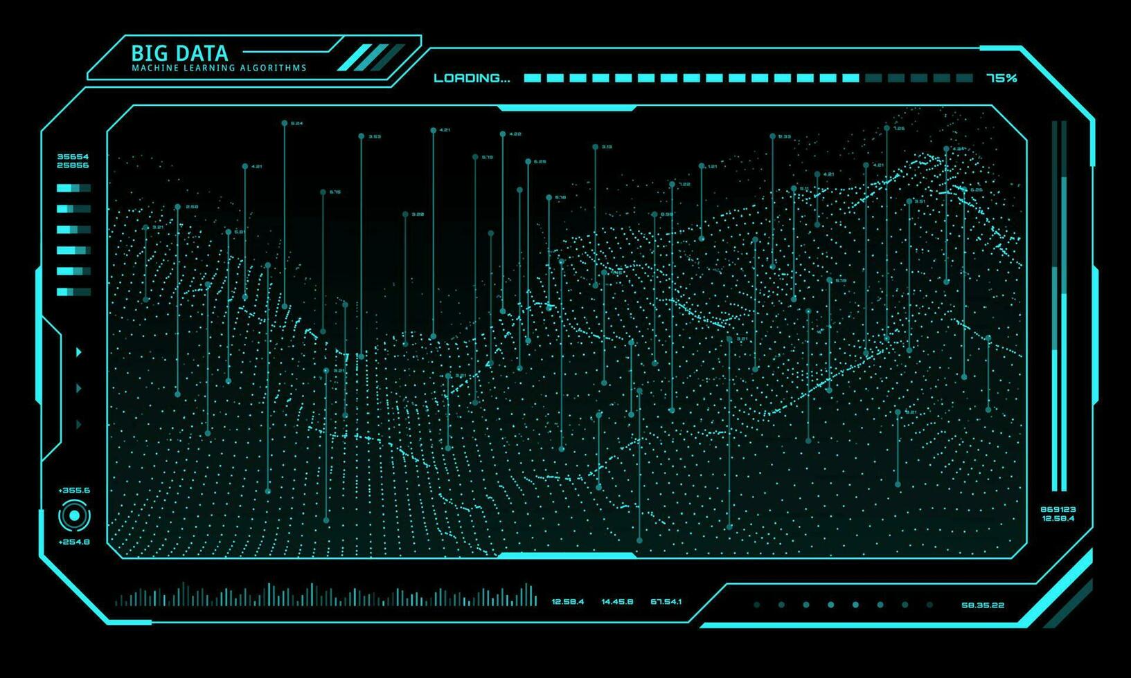 grande datos tecnología red, futurista ui hud vector