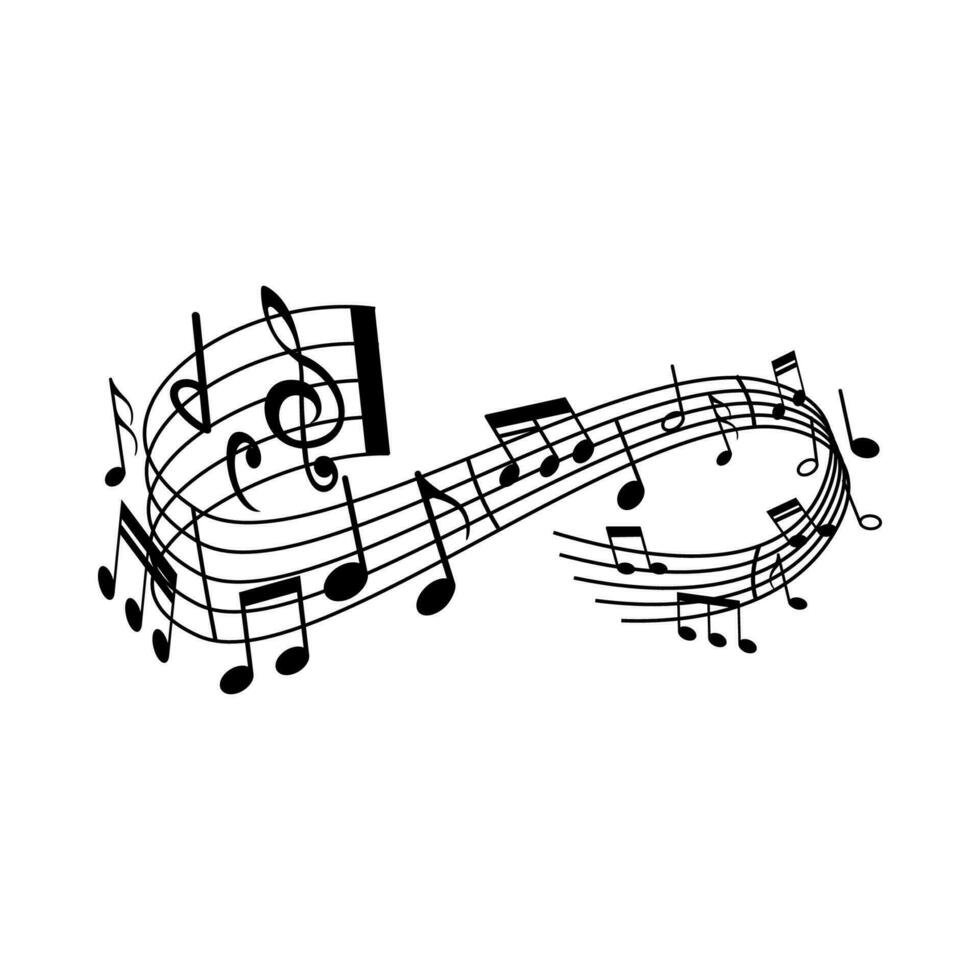 Music sounds wave, musical notes, treble vector