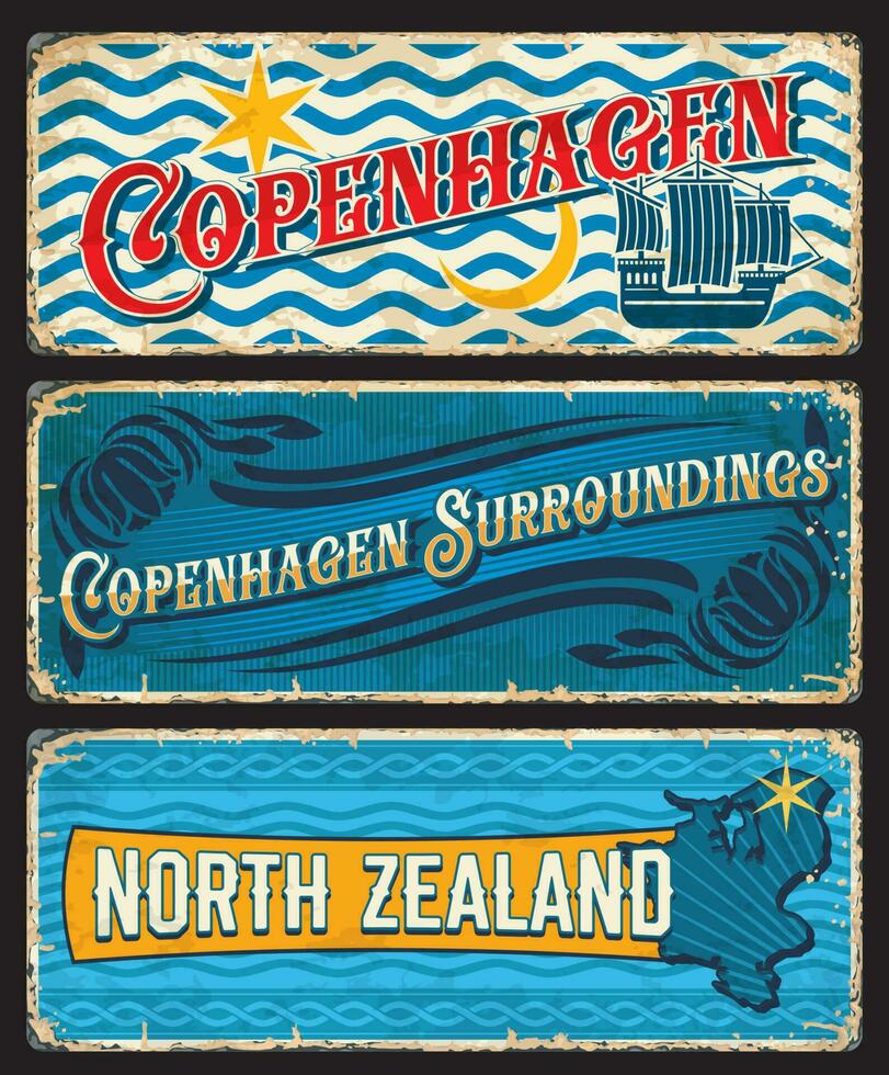 Copenhagen and North Zealand Denmark vintage plate vector