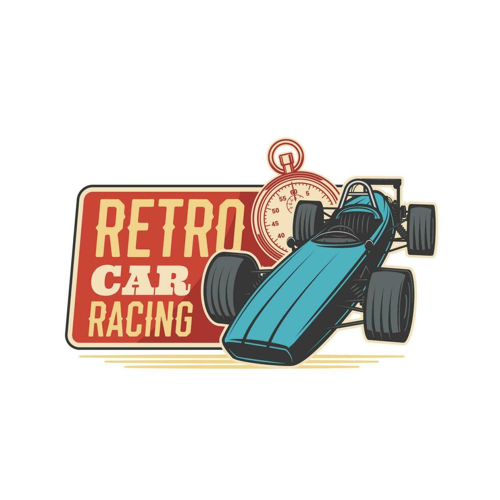 retro coche carreras icono. motor Razas Clásico emblema vector