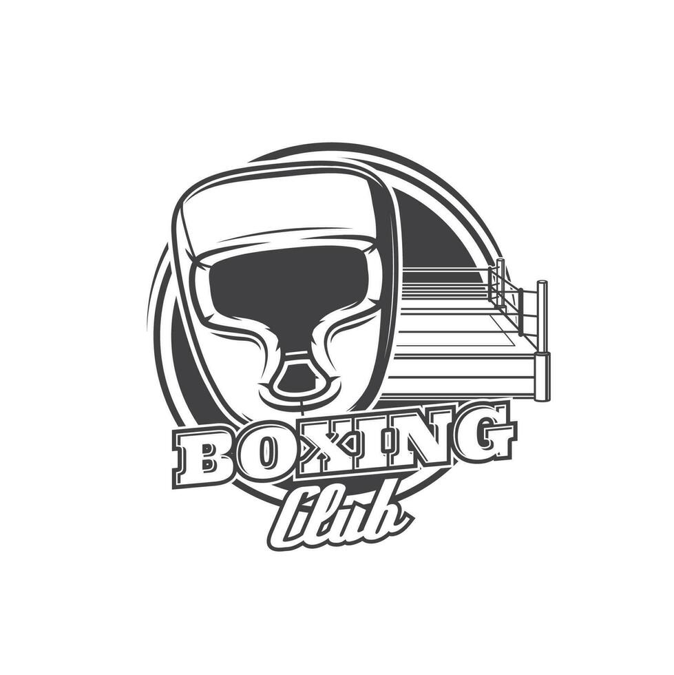 boxeo club vector icono con Boxer casco y anillo