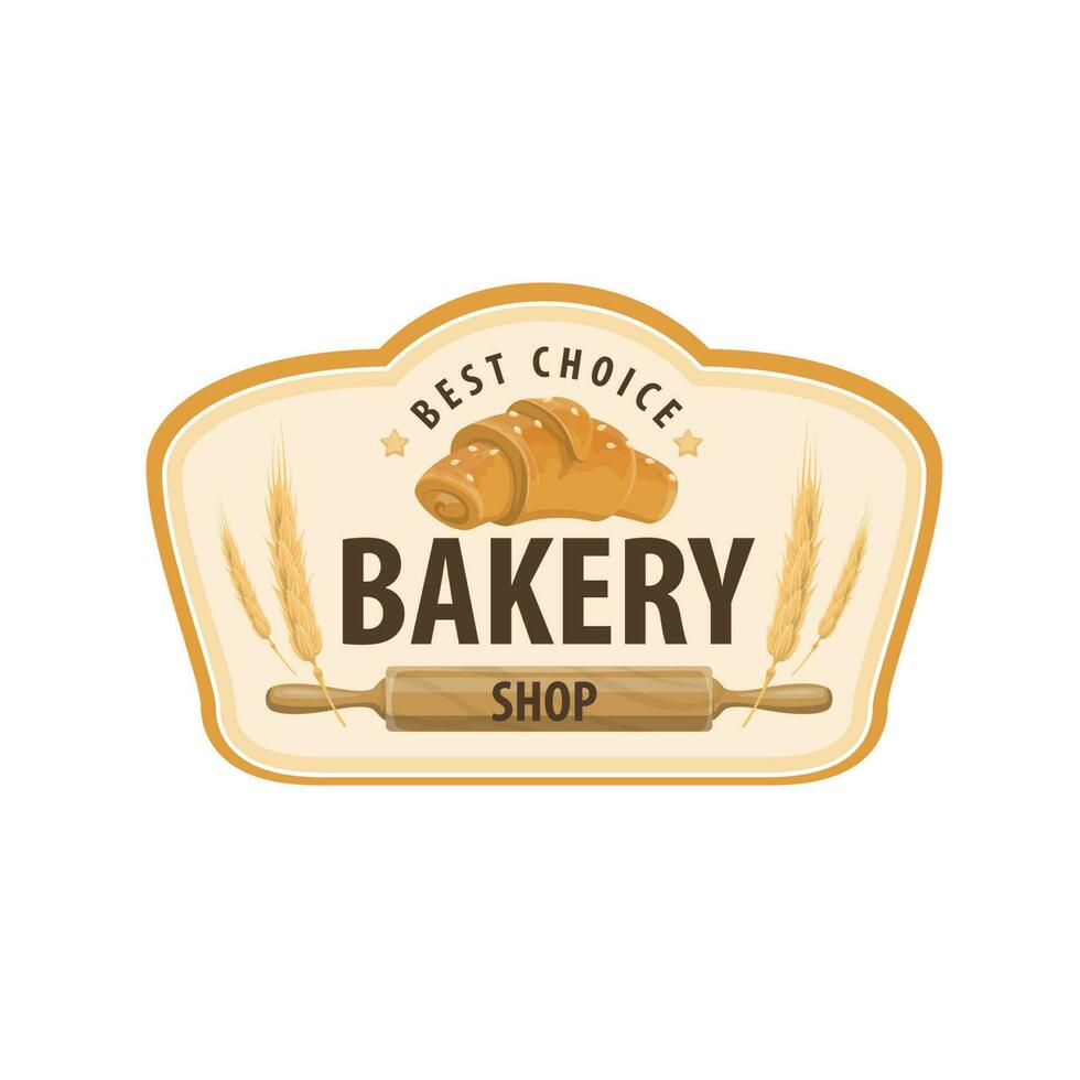 Bakery shop icon with croissant and wheat vector