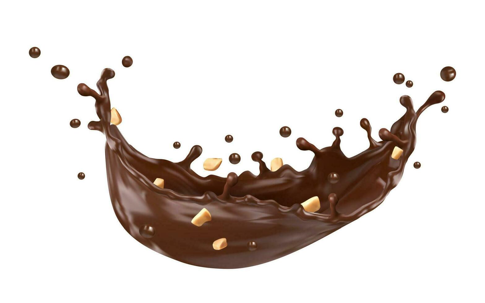 chocolate, cacao y café Leche ola remolino chapoteo vector