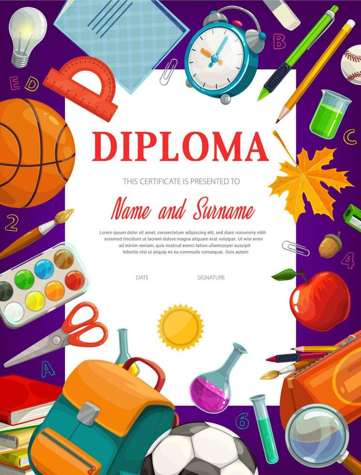 niños educación diploma certificado vector modelo