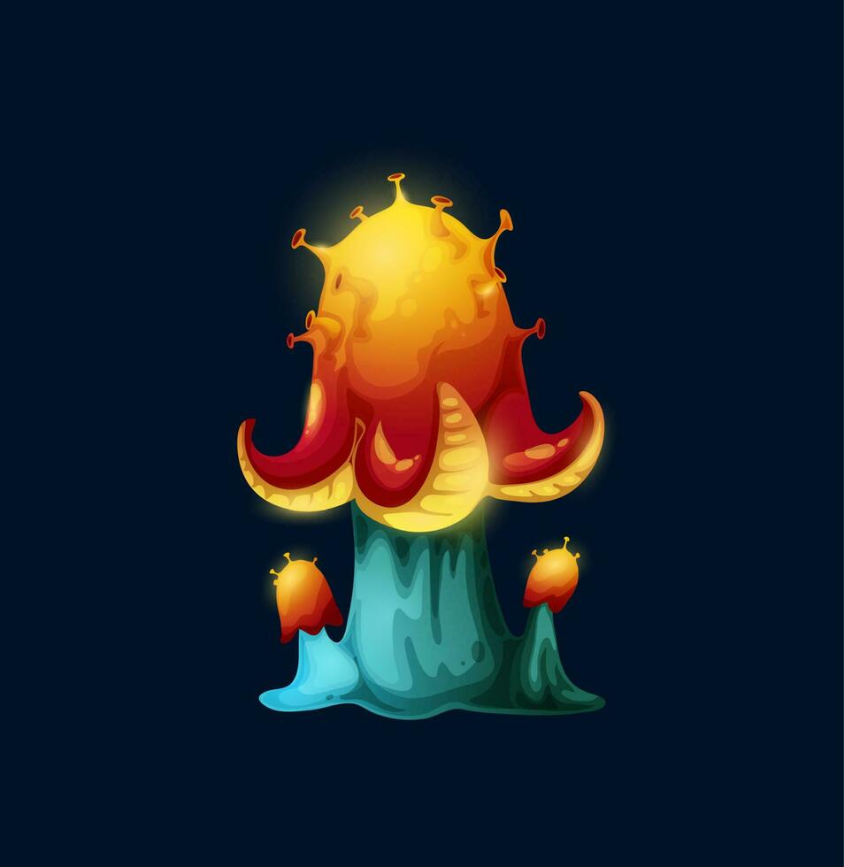 fantasía magia pulpo seta con tentáculos vector