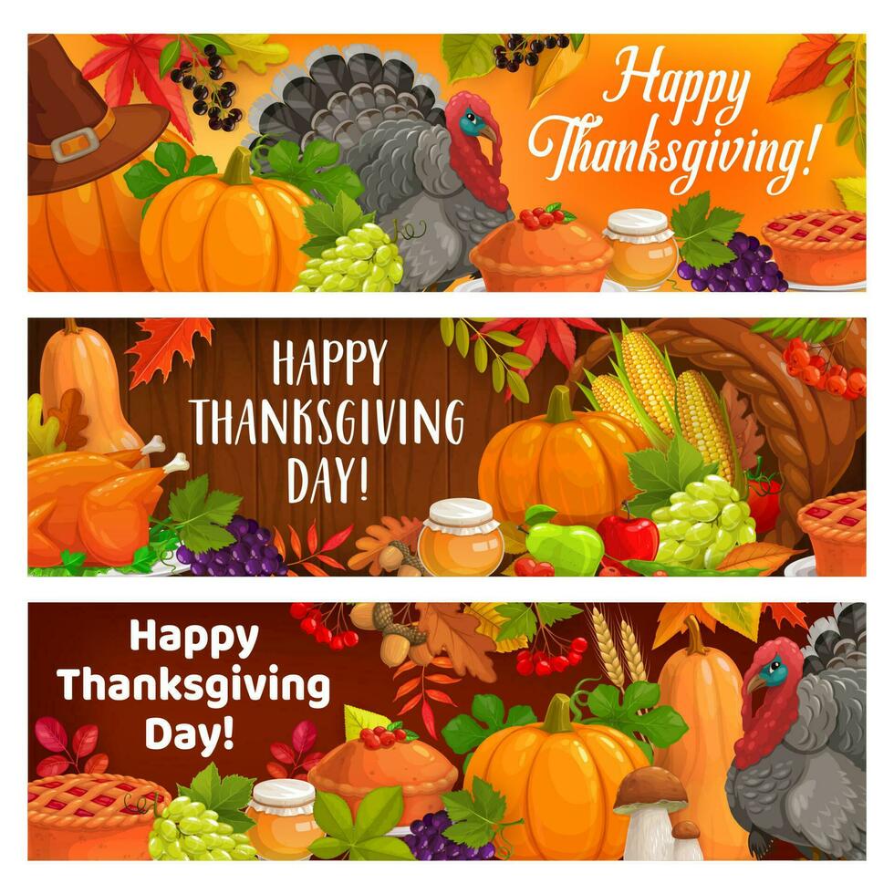 Happy Thanksgiving holiday turkey autumnal harvest vector