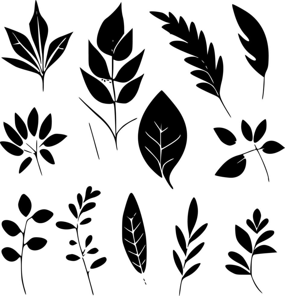 Leaves, Minimalist and Simple Silhouette - Vector illustration