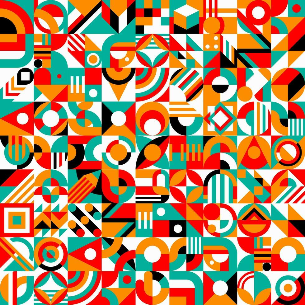 Bauhaus element seamless pattern, tiled background vector