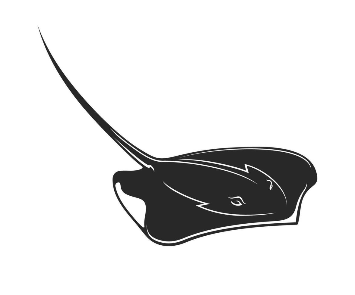 Ray, stingray or cramp fish black silhouette vector