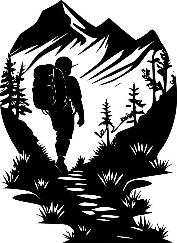 Hiking - Minimalist and Flat Logo - Vector illustration