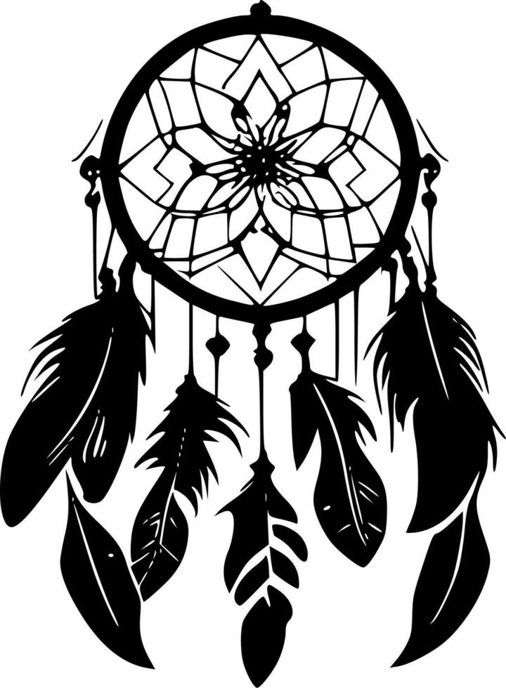 Dreamcatcher, Black and White Vector illustration