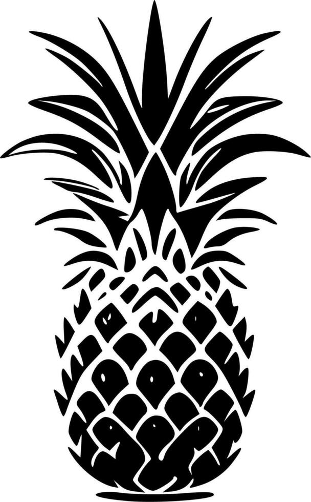 Pineapple, Black and White Vector illustration