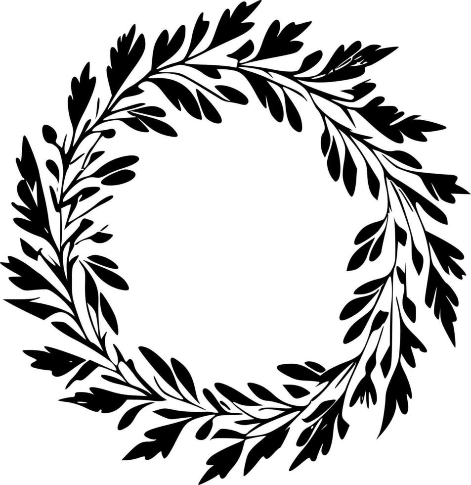 Wreath - Black and White Isolated Icon - Vector illustration