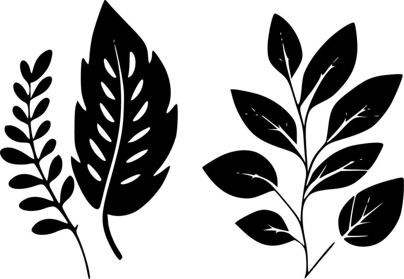 Leaves, Minimalist and Simple Silhouette - Vector illustration