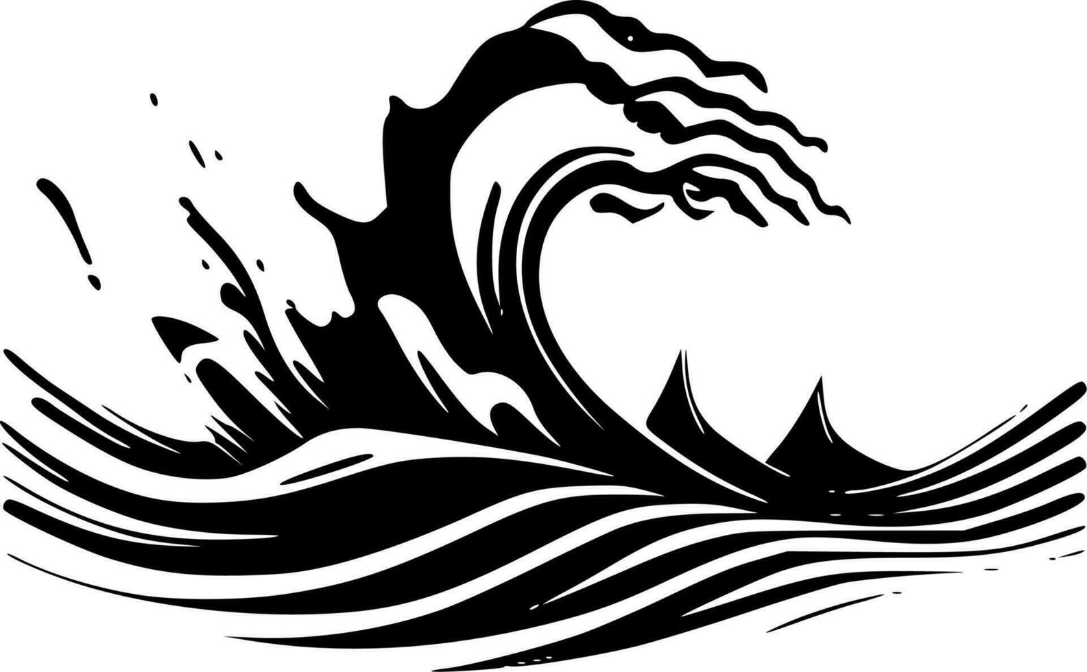 Waves, Minimalist and Simple Silhouette - Vector illustration