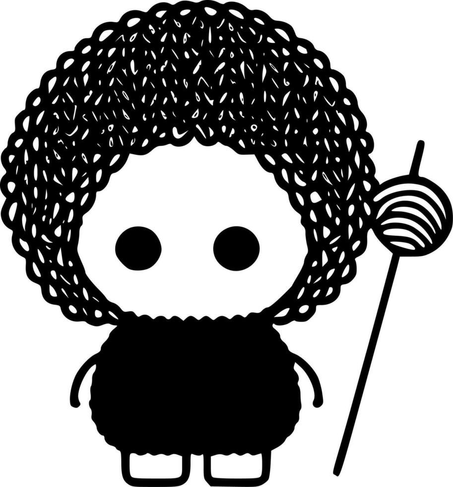 Crochet, Black and White Vector illustration