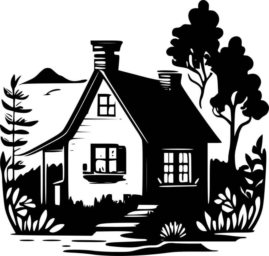 Cottage, Minimalist and Simple Silhouette - Vector illustration