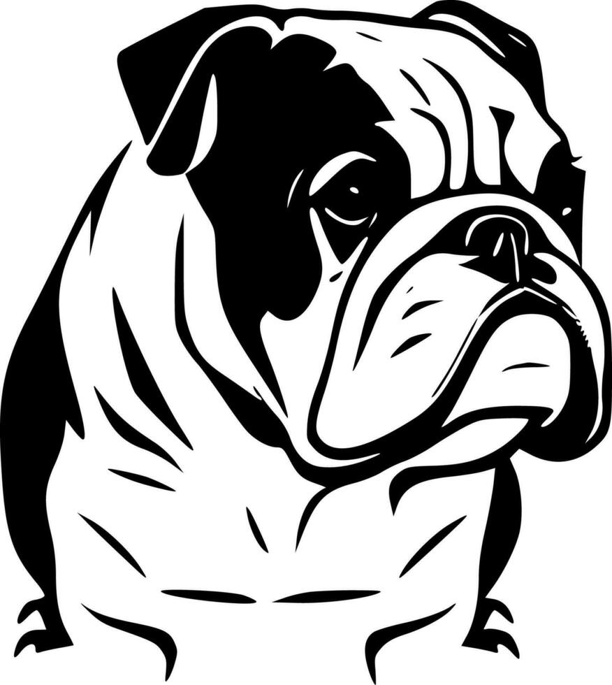 Bulldog, Black and White Vector illustration