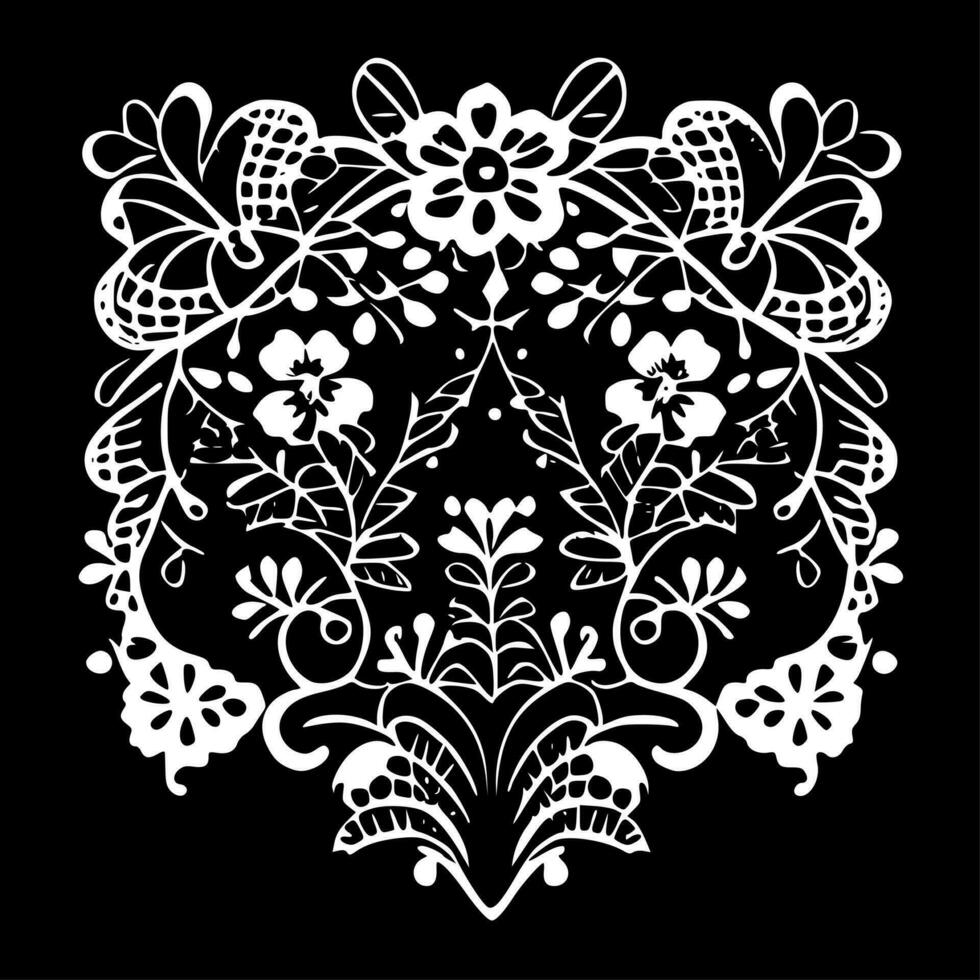 Lace - Black and White Isolated Icon - Vector illustration