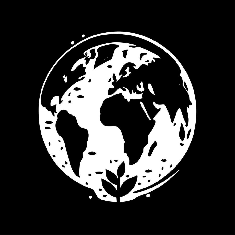 Earth Day, Black and White Vector illustration