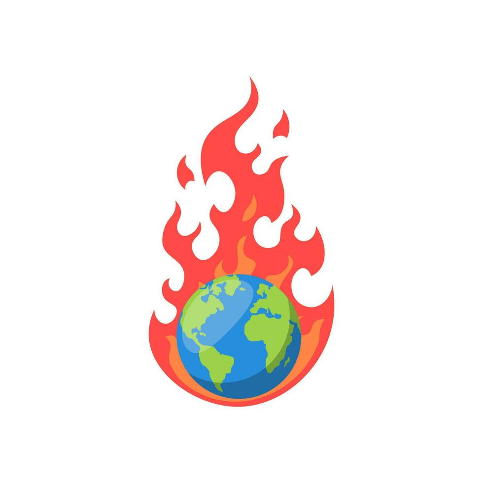 vector burning globe isolated on white background