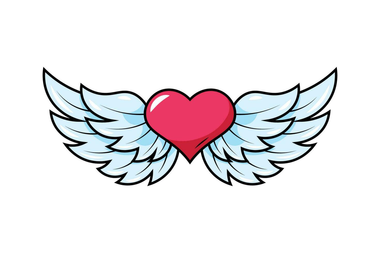 Heart with wings vector isolated on white background