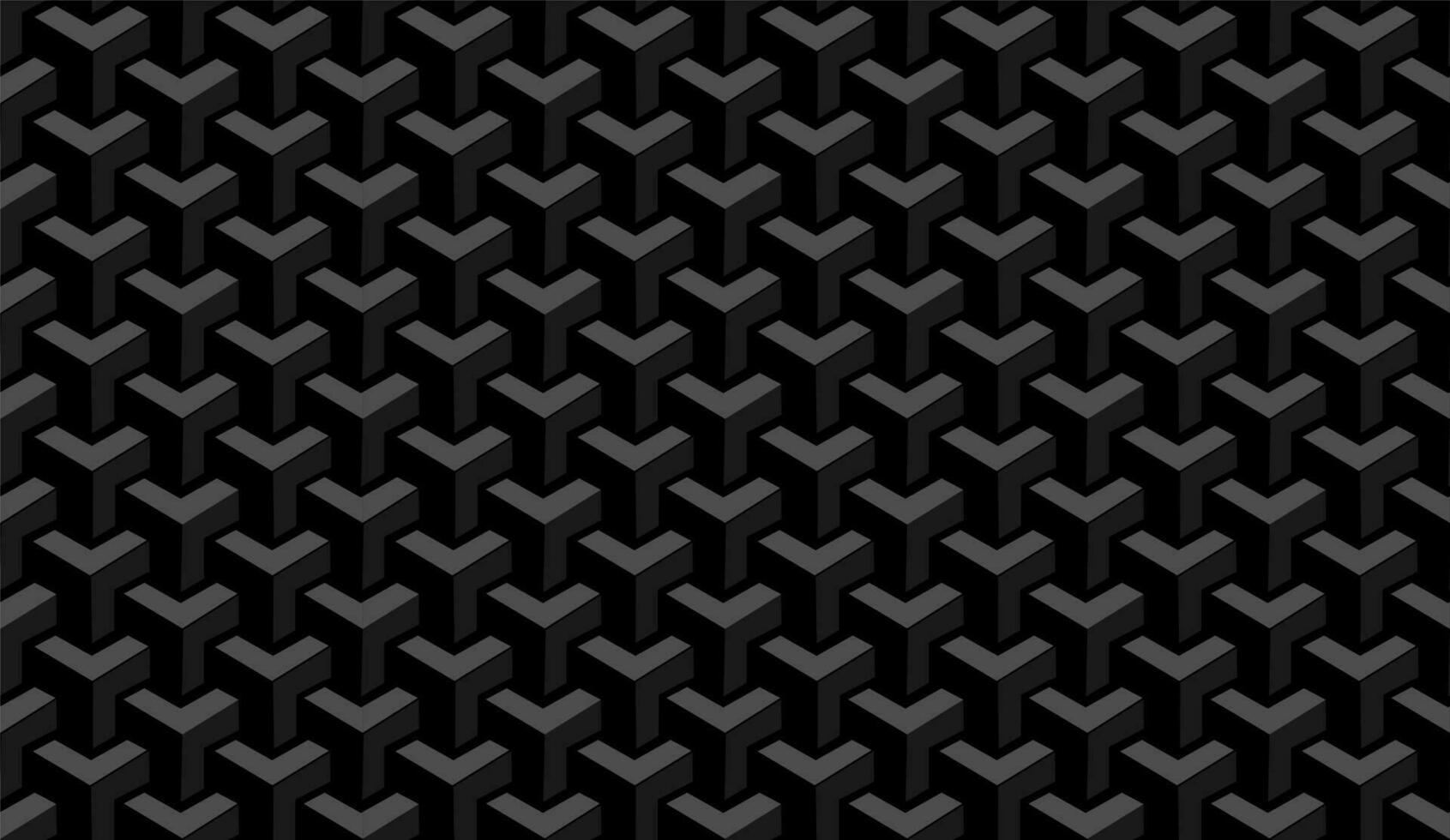 black seamless geometric 3d pattern vector background