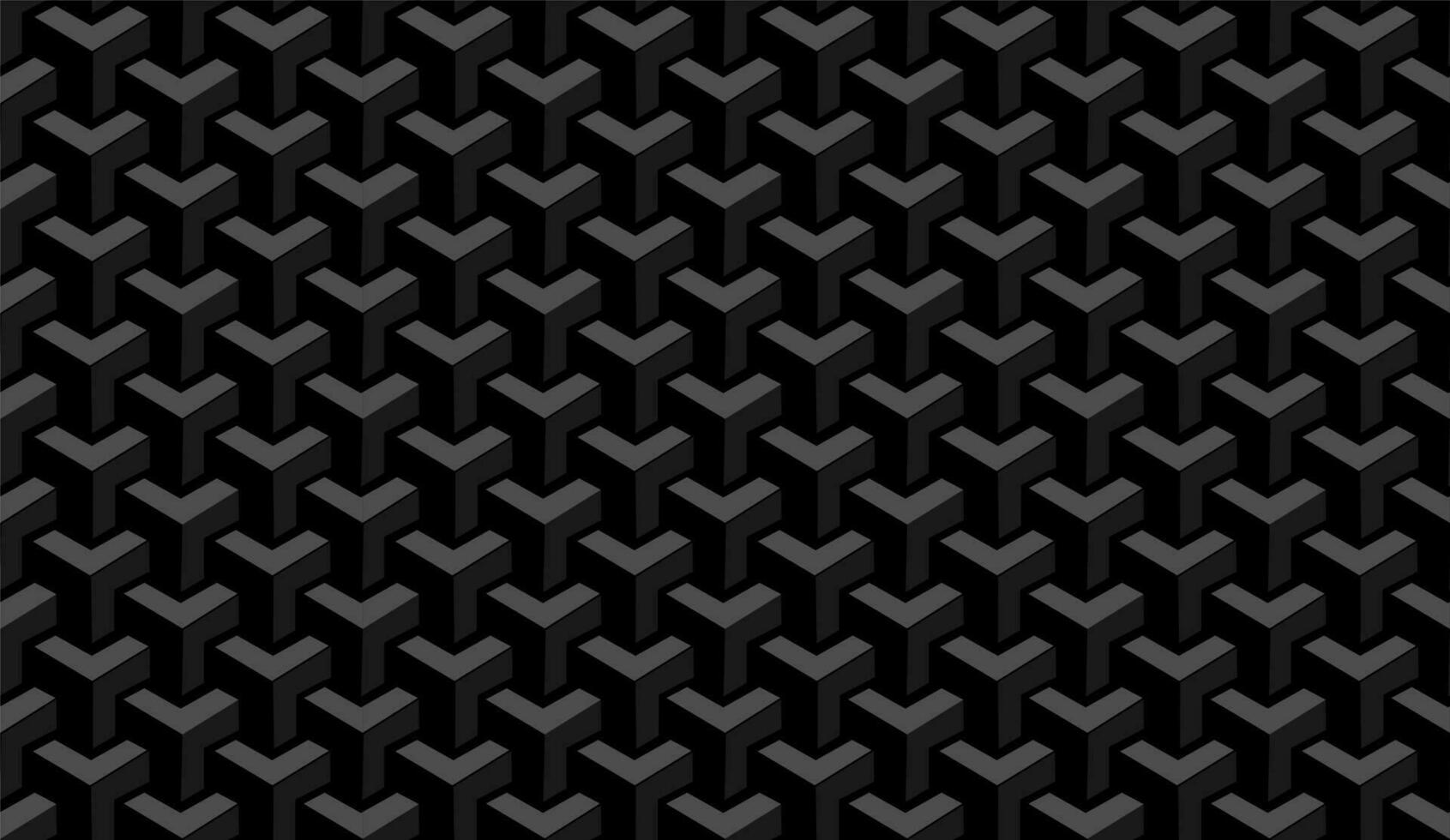 black seamless geometric 3d pattern vector background