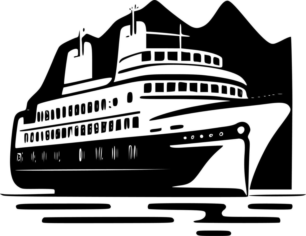 crucero - negro y blanco aislado icono - vector ilustración