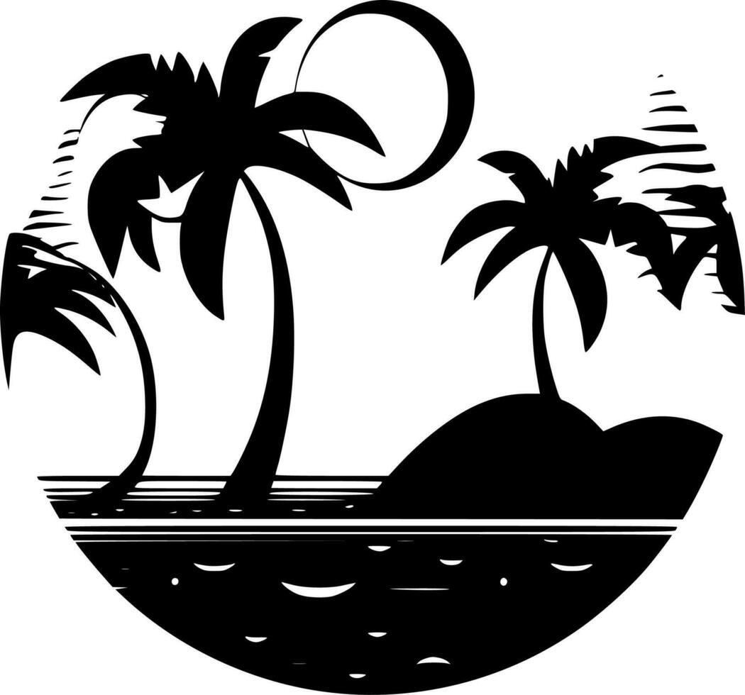 Beach Background - Black and White Isolated Icon - Vector illustration