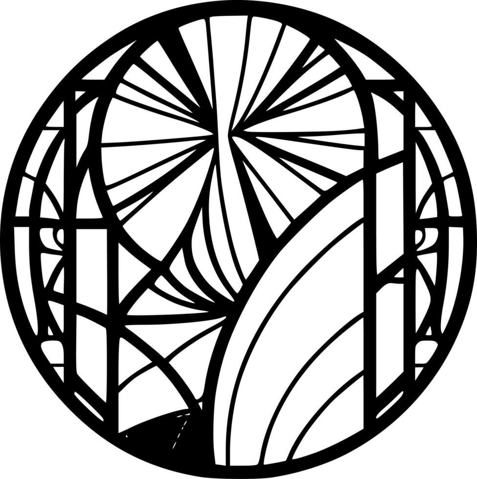 Stained Glass, Black and White Vector illustration