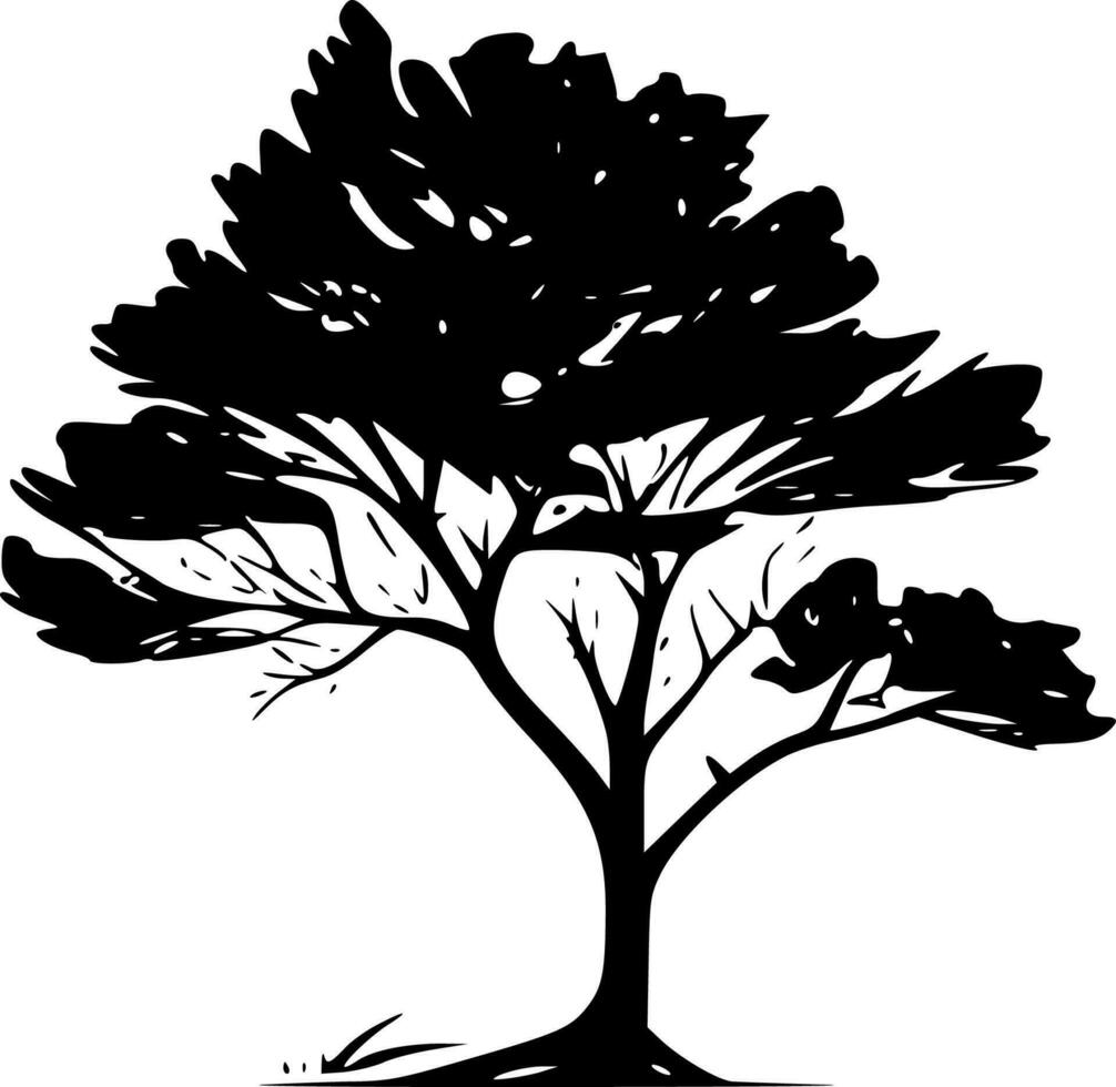 árbol, negro y blanco vector ilustración