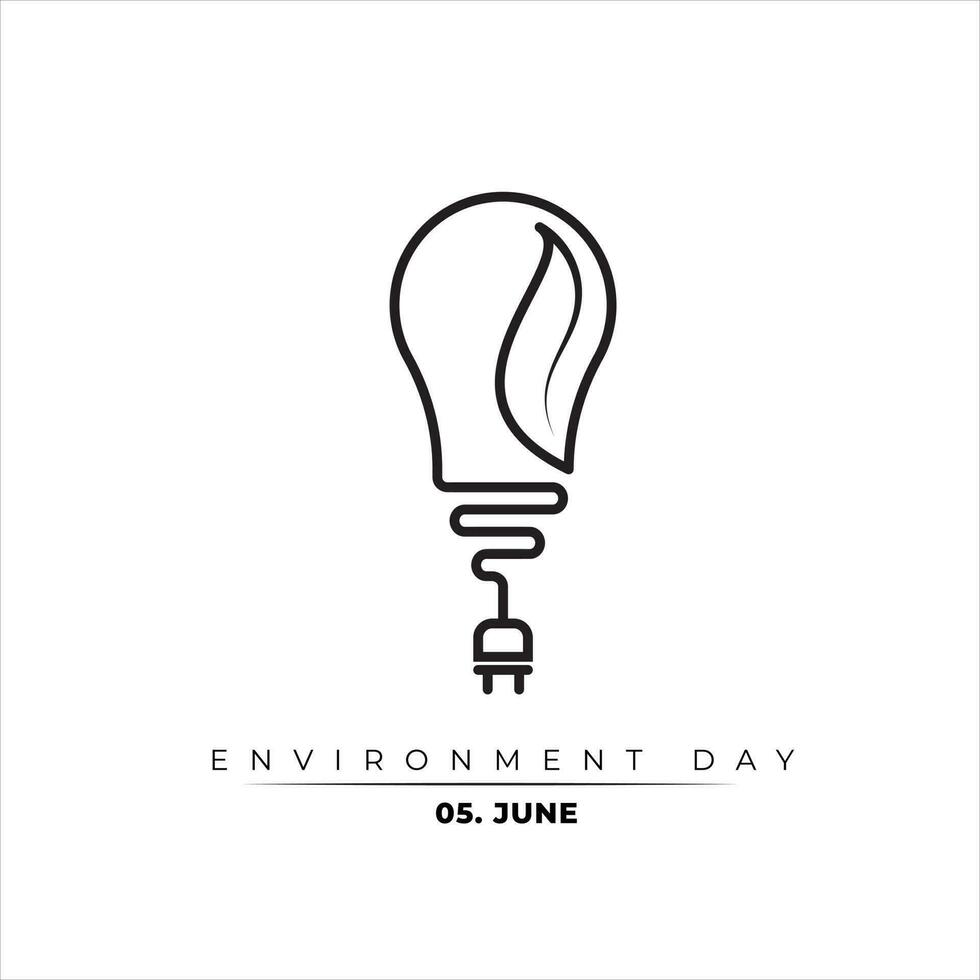 Leaf bulb in line art design for environment day template or nature design vector