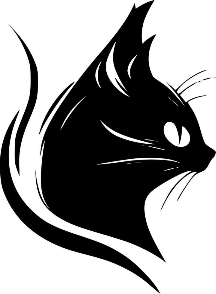 gato - negro y blanco aislado icono - vector ilustración