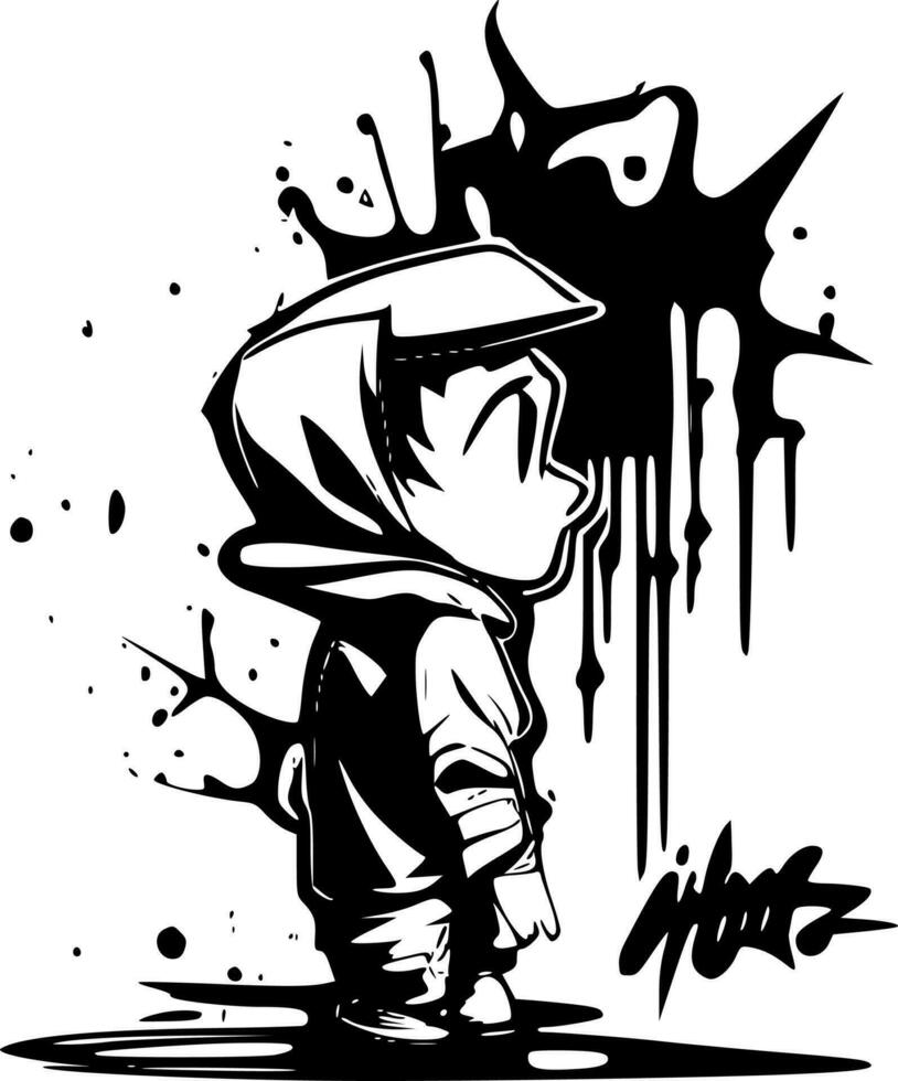 Graffiti, Black and White Vector illustration