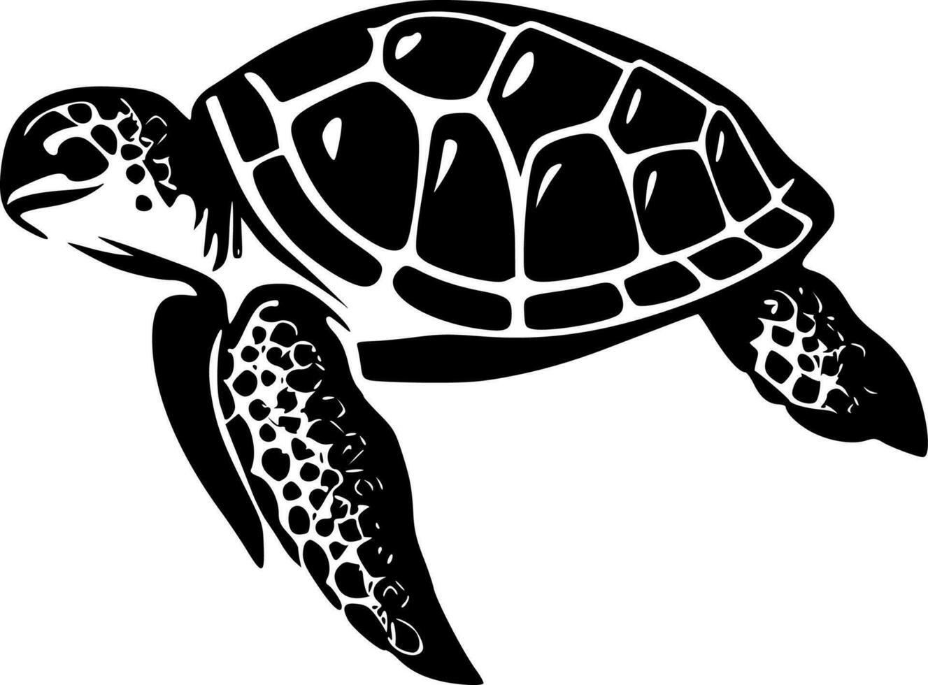 Sea Turtle - Black and White Isolated Icon - Vector illustration