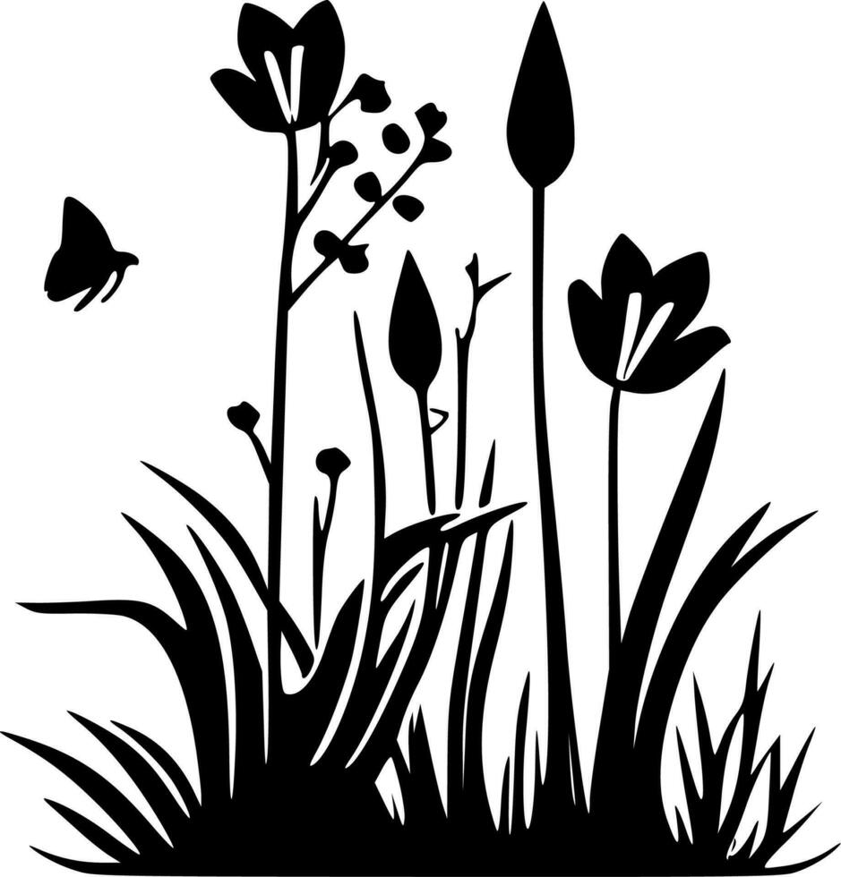 primavera, negro y blanco vector ilustración
