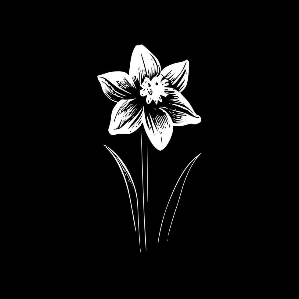 Daffodil - Black and White Isolated Icon - Vector illustration