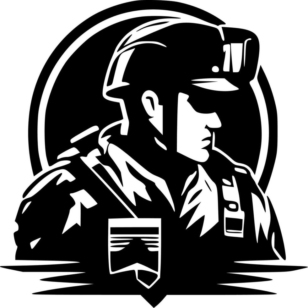 militar - minimalista y plano logo - vector ilustración