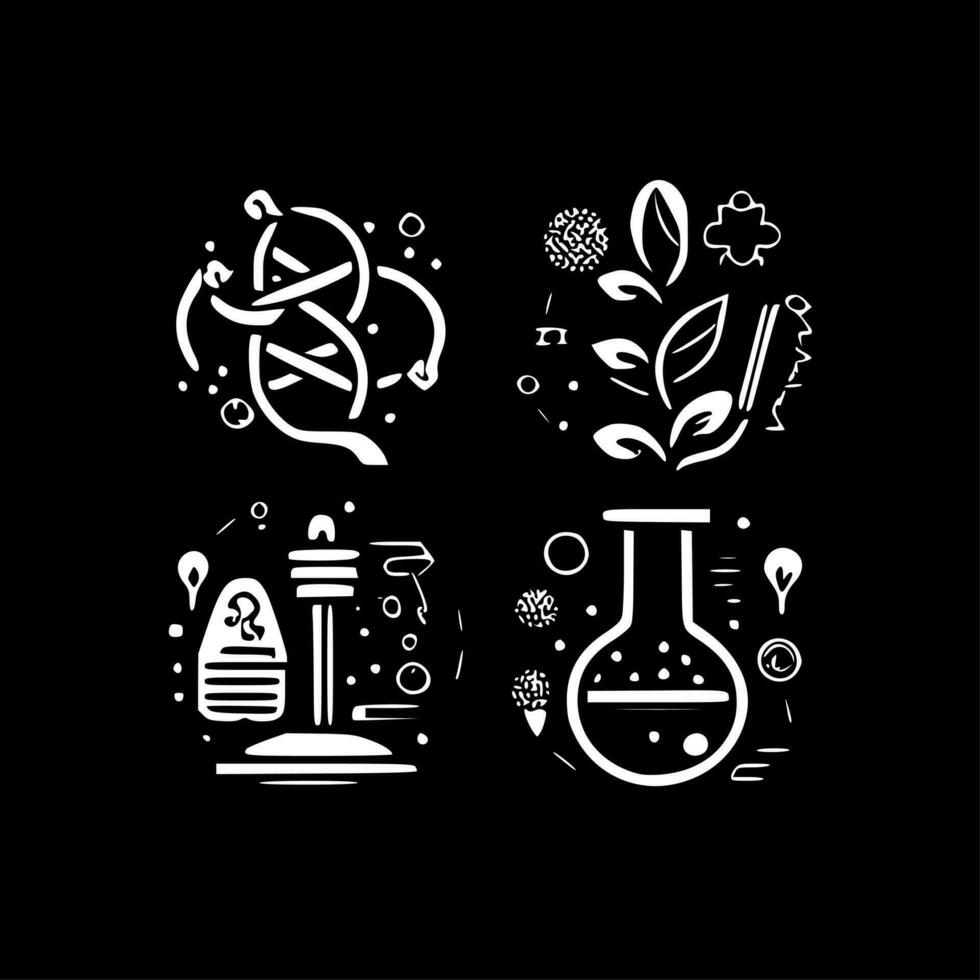 Ciencias - negro y blanco aislado icono - vector ilustración