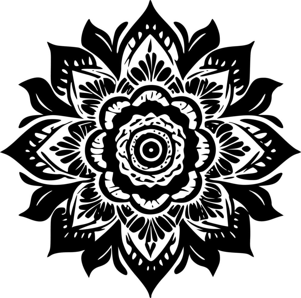 Mandala - Black and White Isolated Icon - Vector illustration