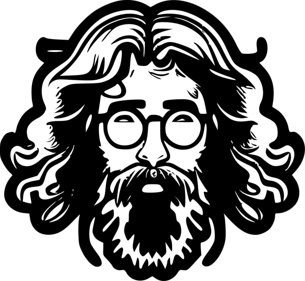 hippie - negro y blanco aislado icono - vector ilustración