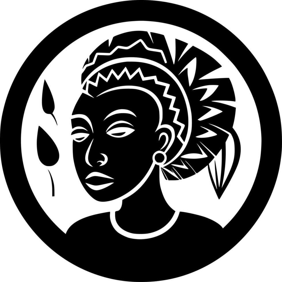 African, Black and White Vector illustration