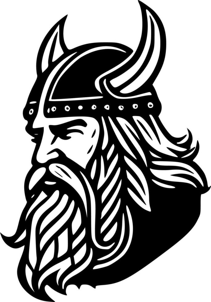Viking, Black and White Vector illustration