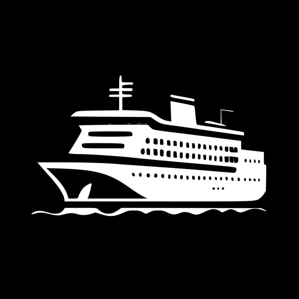 Cruise Ship, Minimalist and Simple Silhouette - Vector illustration