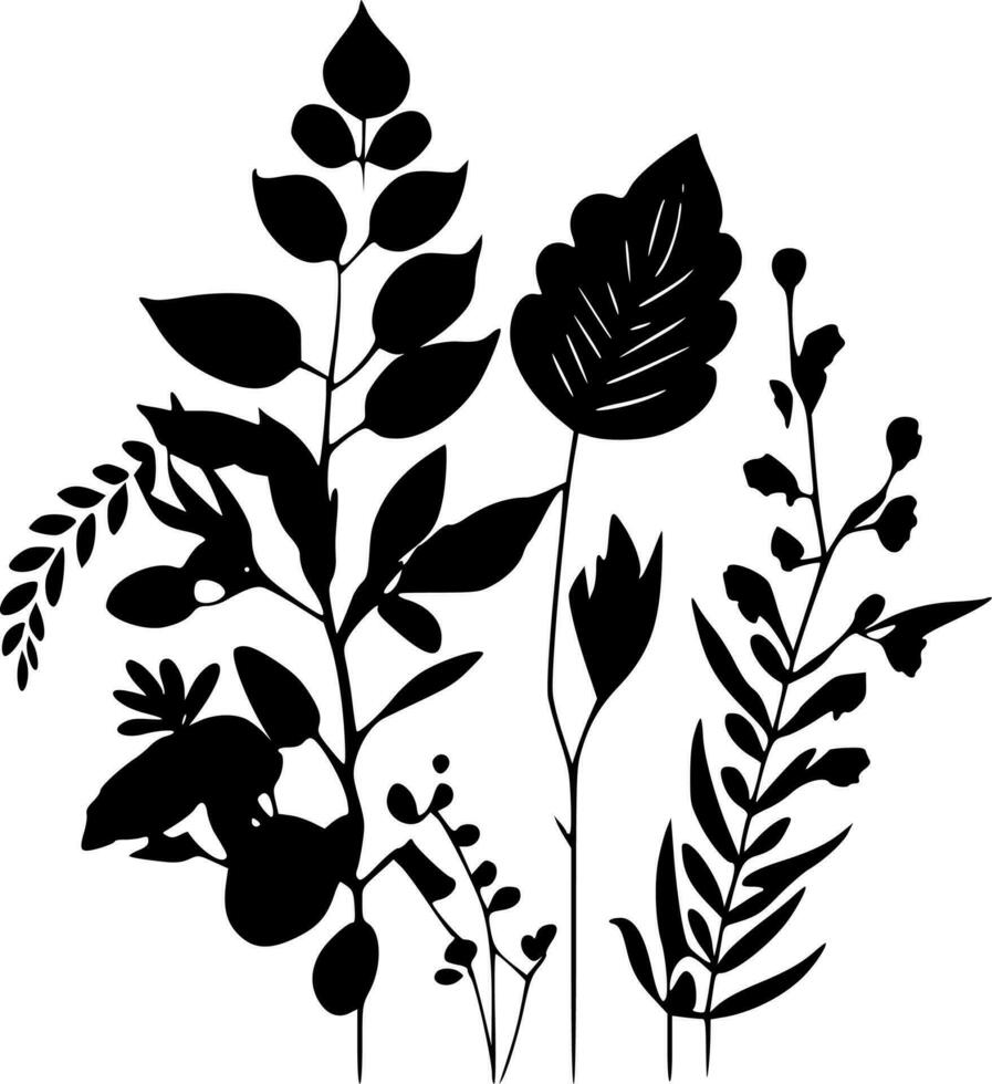 Botanical - Black and White Isolated Icon - Vector illustration