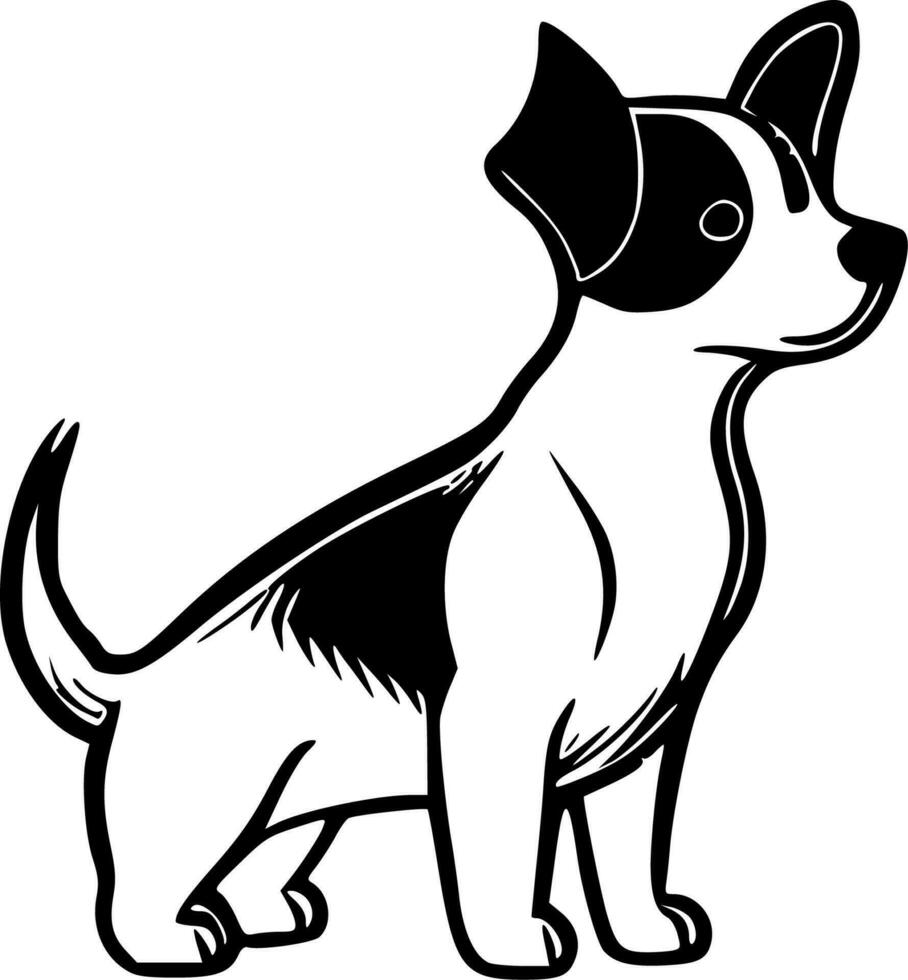 perro - negro y blanco aislado icono - vector ilustración