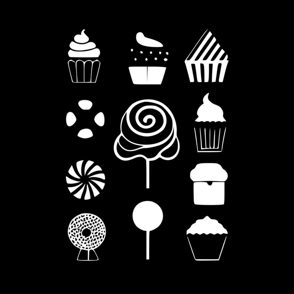 Sweets - Black and White Isolated Icon - Vector illustration