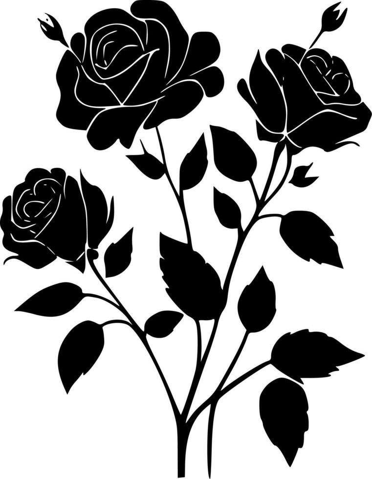 Roses - Black and White Isolated Icon - Vector illustration